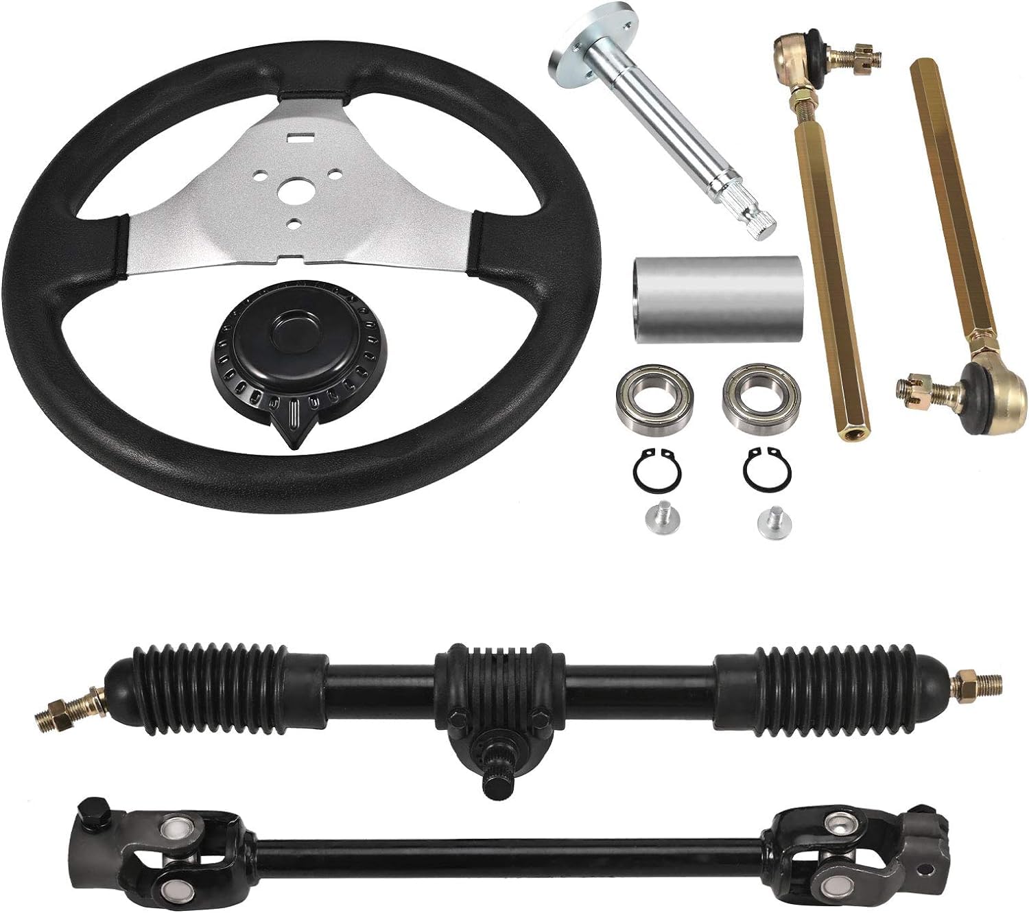 Trkimal Juego de barras de dirección de 300 mm para volante, volante de barco, kit de herramientas de montaje de piñón para Go Kart ATV UTV 110 cc 125 cc 140 cc 150 cc