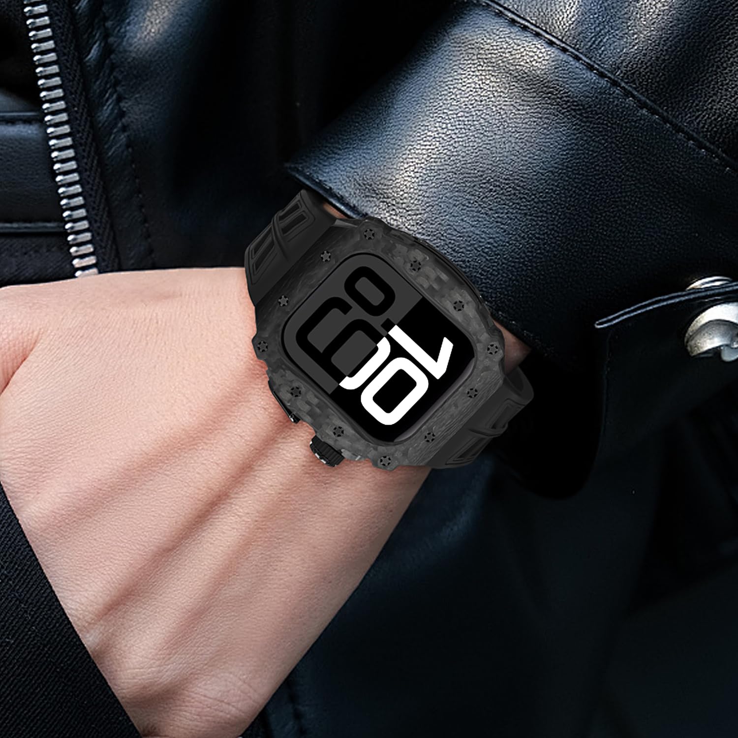 Amazon | [HUALIMEI] 高級アップルウォッチ46mm ケースカーボン 