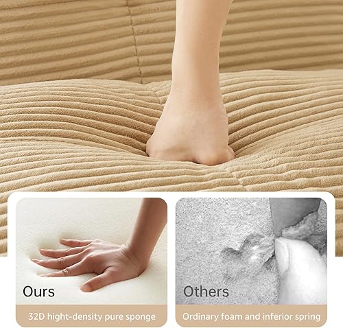 Miniatura 6 de Sofás modulares deshuesados de 115 pulgadas para sala de estar, sofá modular de pana, sofá modular camel, 3 plazas con 1 otomana, sofás para sala de