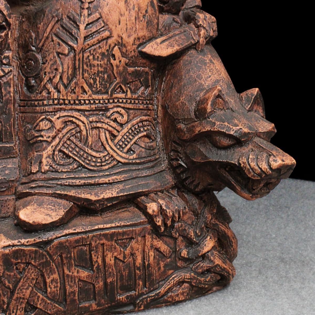Dryad Design Hel Statue - Norse Goddess of The Underworld - Viking Home Decor (Wood Finish)