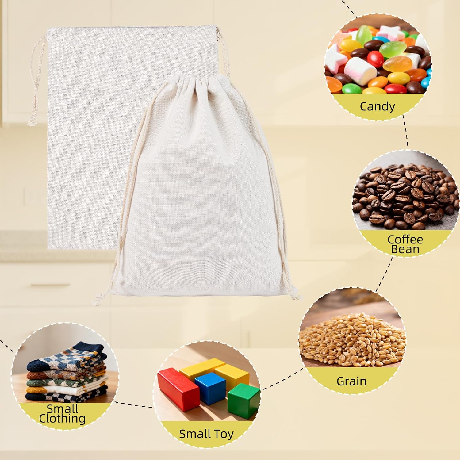venoka Blank Drawstring Bag for Craft Customization, 15.75 × 19.69 Inch Reusable Canvas-Style Fabric Bag for Sublimation, Heat Transfer & Embroidery, Packaging Bag for Small Business Use