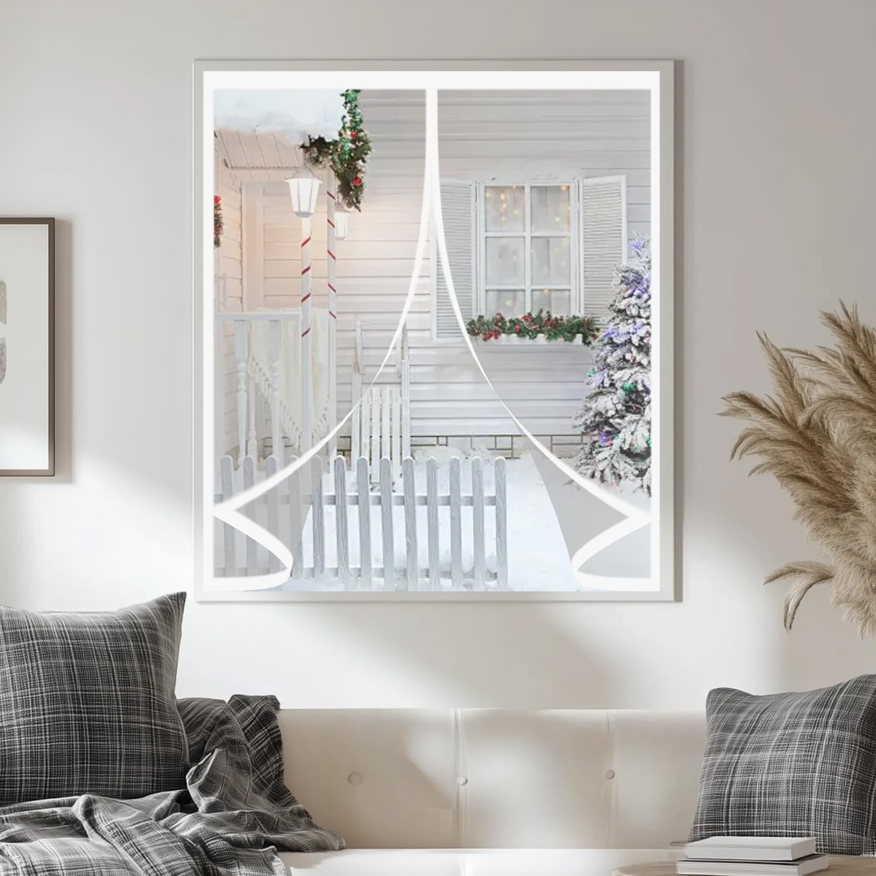 Thermal Insulated Window Curtain, 108 x 84 cm, Automatic Closure, Anti-Cold and Heat, Waterproof Magnetic Window Mosquito Net for Kitchen, Bedroom, A