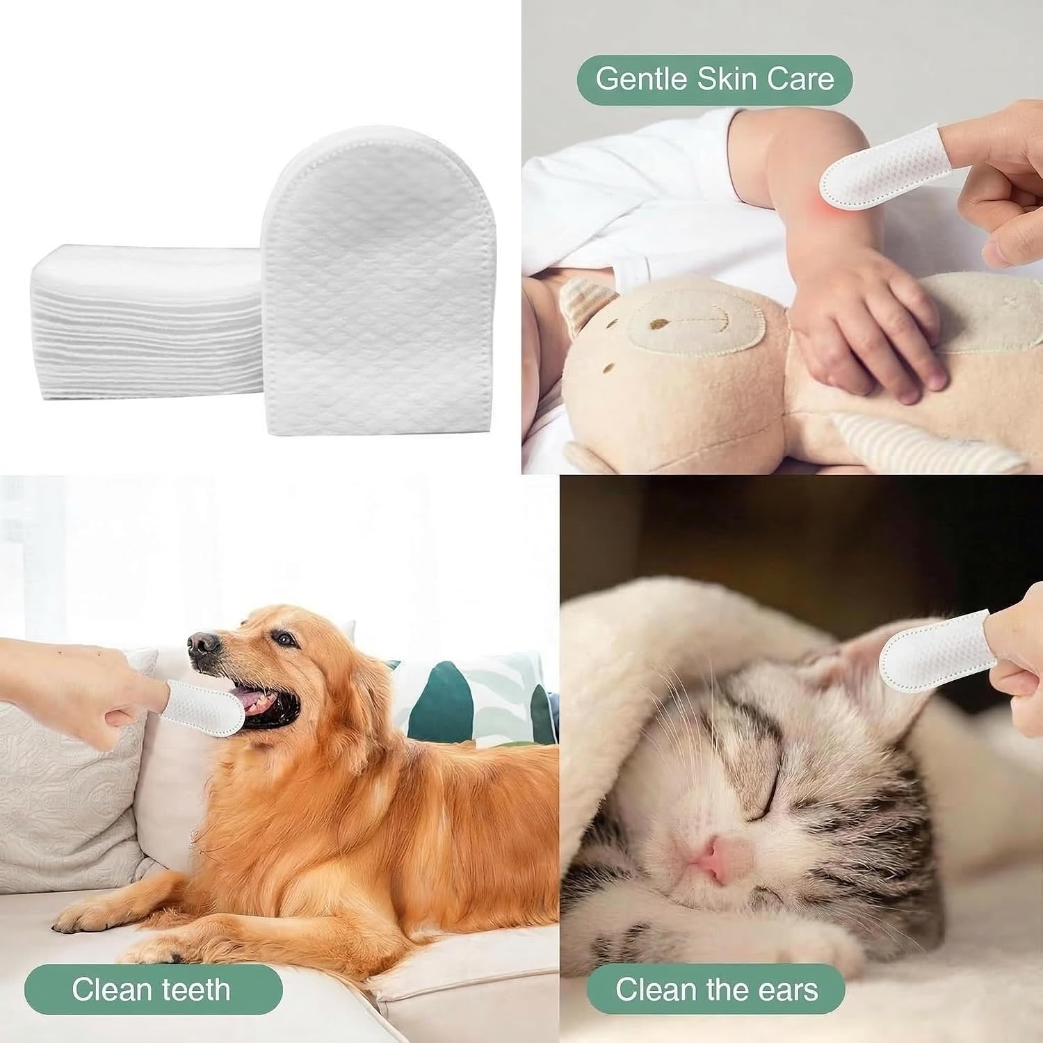 FOMIYES Cotton Finger Cots wipes Pads for Face,Disposable Finger Covers Protection for Nail Ears Facial Cleaning,Breathable Gauze Sleeves for Makeup Removal Women Baby Pets 240pcs