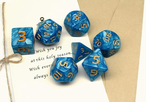Miniatura 6 de Dados DND Dados de 0.984 in Azul RPG Dados para Calabozos y Dragones D&D Pathfinder MTG Dados poliédricos gigantes con bolsa de dados