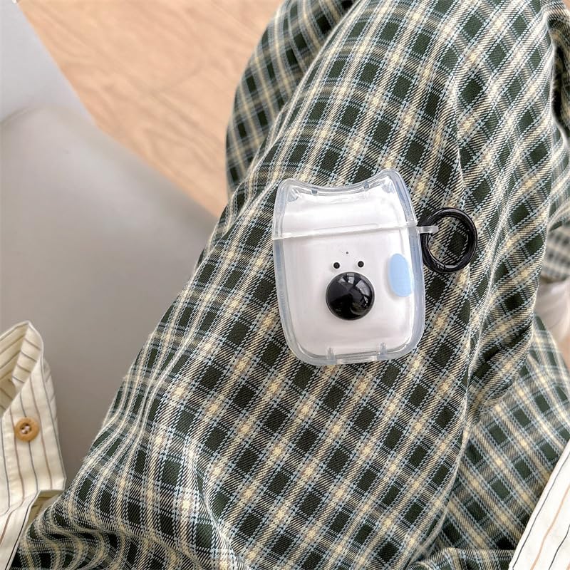 Image of Transparent Clear Earphone Case for AirPods 4, Cute Lovely Cat Face Soft TPU Silicone Case, Kitty Ear AirPods 4 Cover Protective Skin Shockproof Protector for iPod Earbuds -Sweating Dog