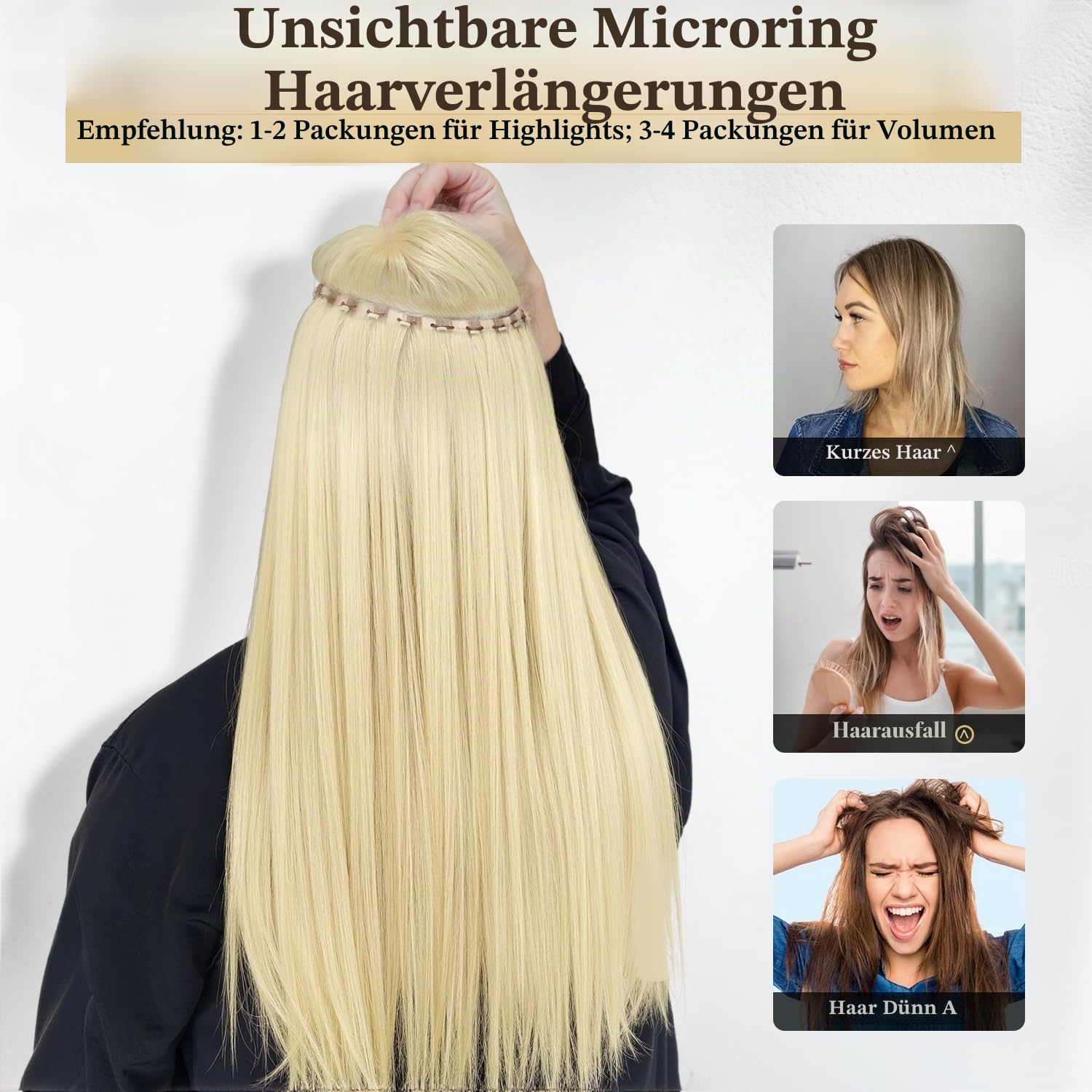 Wignee 18-Zoll-2-Teiliges Blondes Echthaar Mit Schmetterlingseinschlag | OVO Remy-Echthaar, Aschblondes Highlight, Gebleichtes Blond, Nahtloses Highlight Mit Handgebundenem, Unsichtbarem Mikroloch