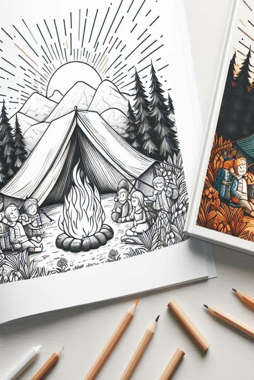 Coloriage Vacances Camping: 50 dessins à colorier