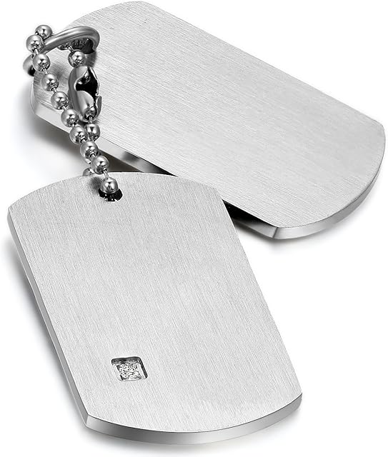 Cupimatch Men Military Army Style Polished Stainless Steel Dog Tag Pendant Necklace with 22" Chain Silver