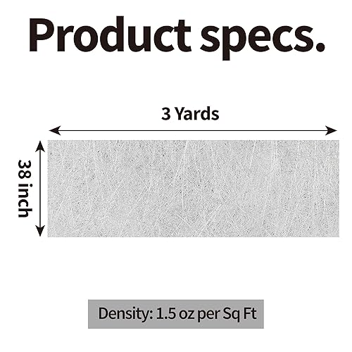 Miniatura 3 de Alfombrilla de fibra de vidrio, 1.5 onzas, 3 yardas x 38 pulgadas de ancho, fibra de vidrio cortada para superficies y refuerza reparaciones