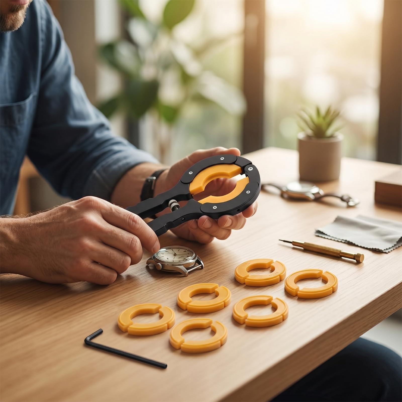 Baoblaze Dispositivo de Reparación de Relojes Herramienta Abridor Extractor Removedor de Bisel con Cabezal Ajustable Inserciones Intercambiables y Tornillo
