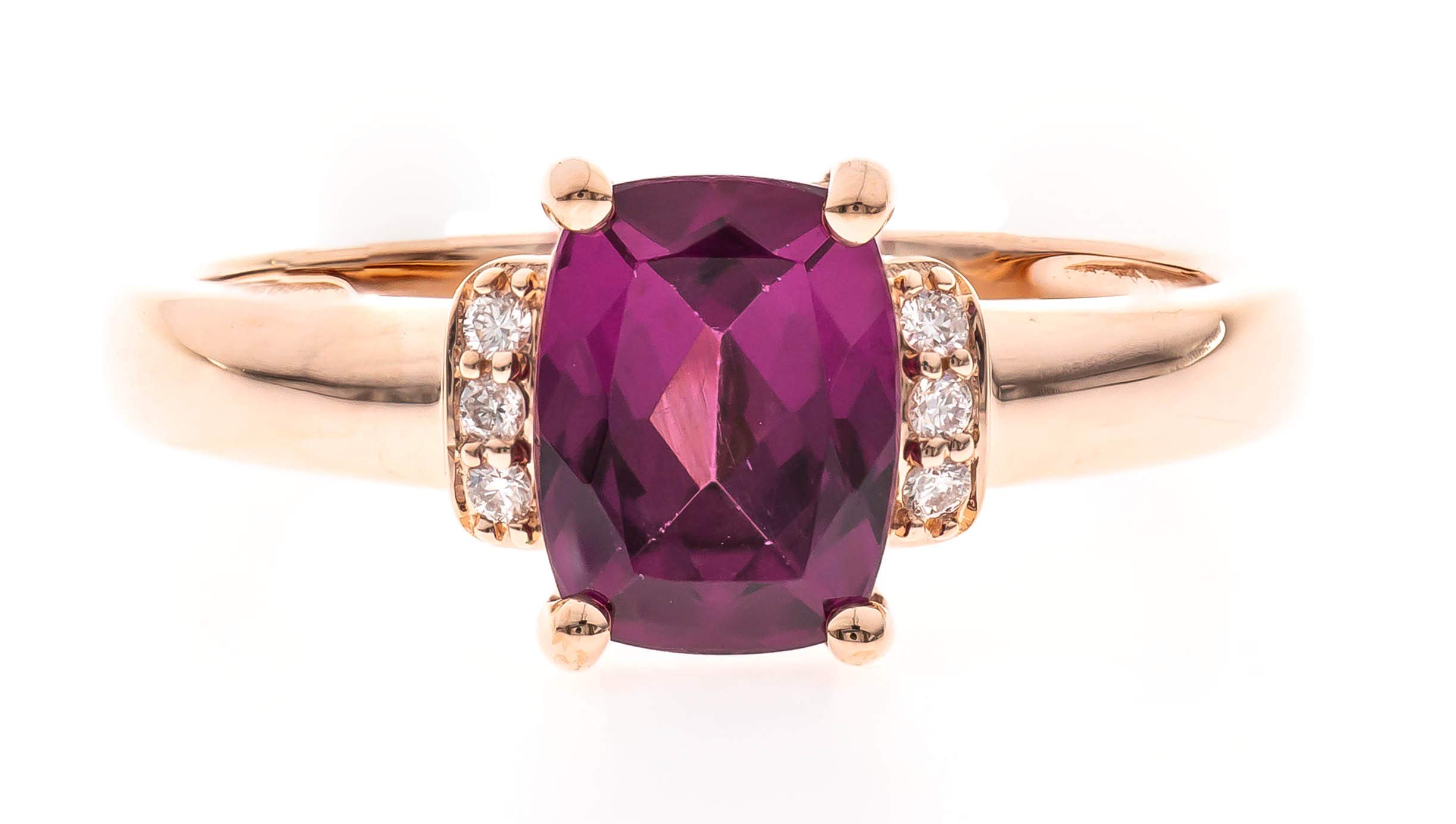 Gin & Grace10K Rose Gold Purplish Pink Natural Garnet Diamond Ring (I1) with Daily Work Wear Jewelry for Women Gifts for Her