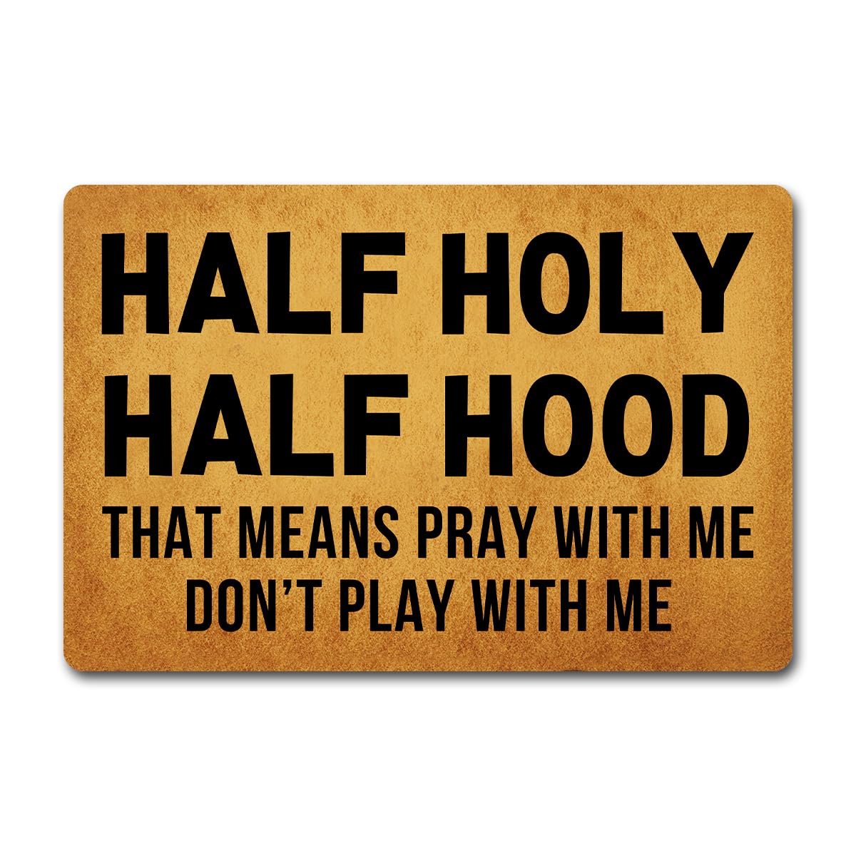 Funny Welcome Doormats for Entrance Way Indoor Half Holy Half Hood Pray with Me Not Play with Me Personalized Kitchen Rugs and Mats With Anti-Slip