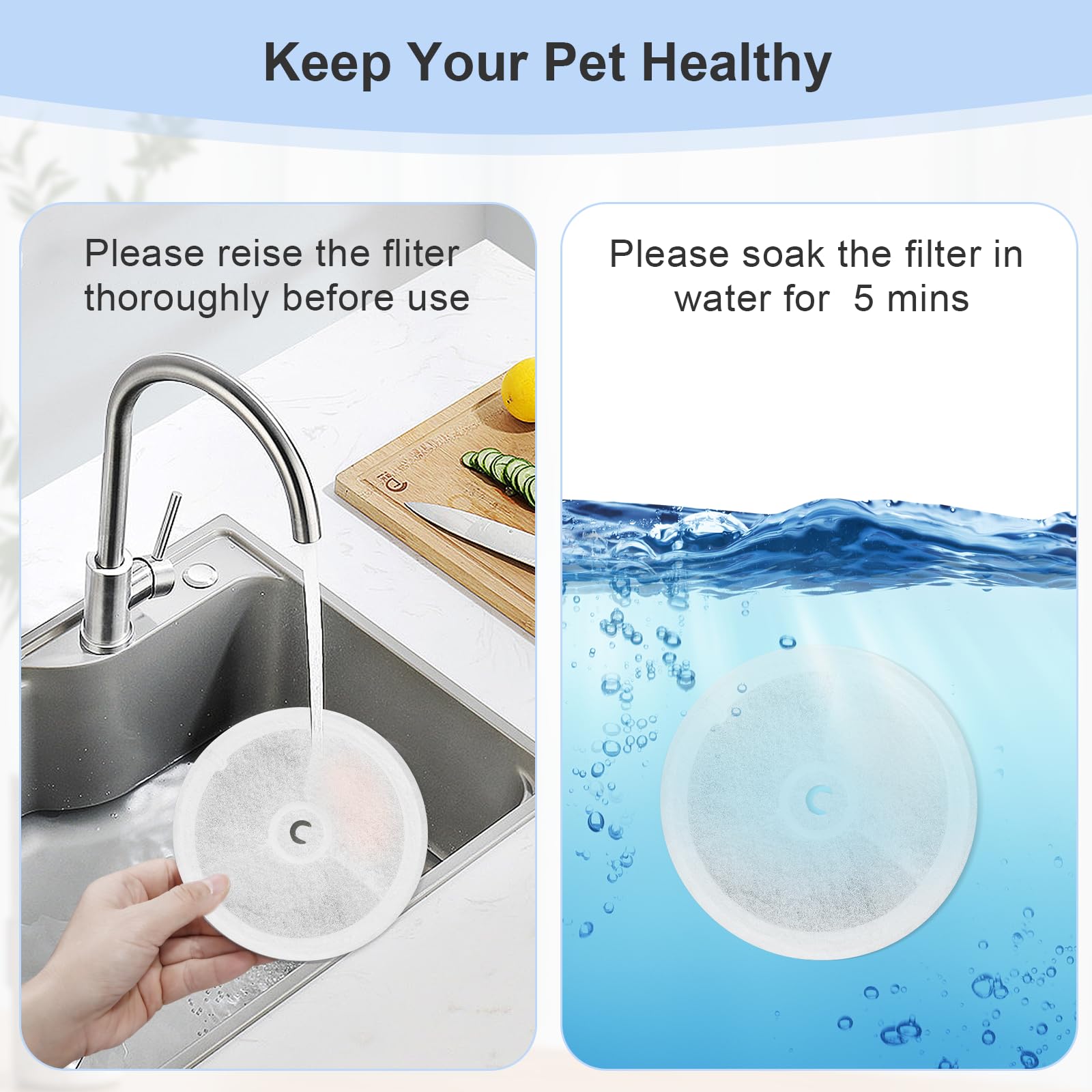 Paquete de 10 filtros de fuente de agua 3.0 para mascotas y gatos, aptos para E versweet Solo 2/Solo SE, E versweet 3 Pro/2S/3, 10 filtros de repuesto y 10 filtros de bomba de espuma reemplazados