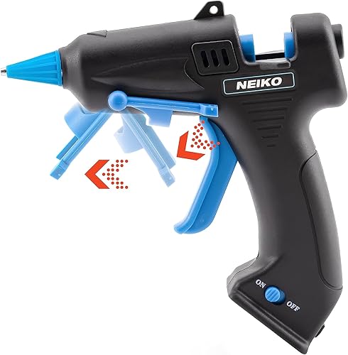 Miniatura 2 de NEIKO 02660A Pistola de pegamento inalámbrica, pistola de pegamento caliente recargable de 15 W, 10 barras de pegamento incluidas, boquilla