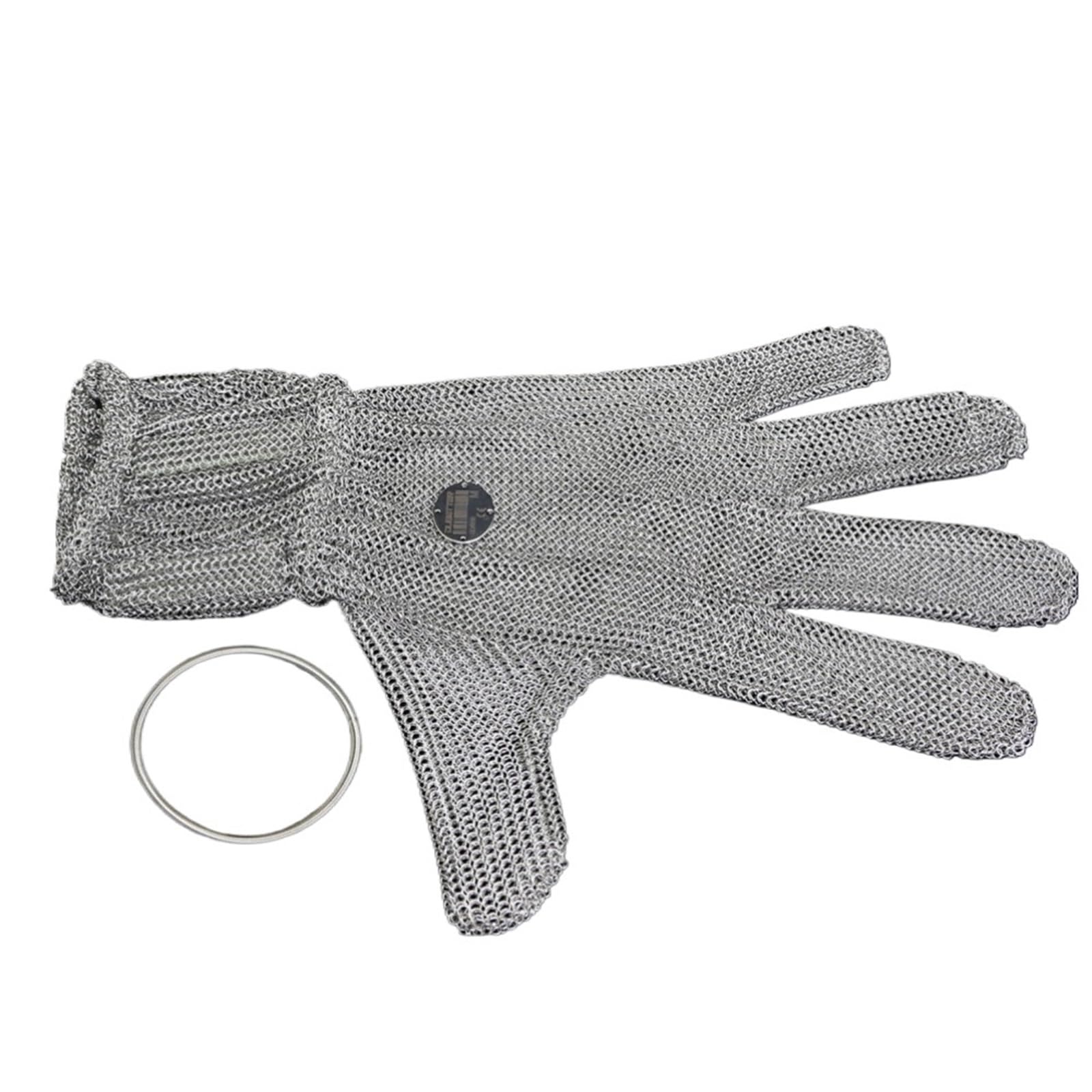 Guanti antitaglio da 1 pezzo, a molla, in acciaio inossidabile 316L, lunghezza estesa, guanti in rete Resistente alla perforazione(15cm,L)