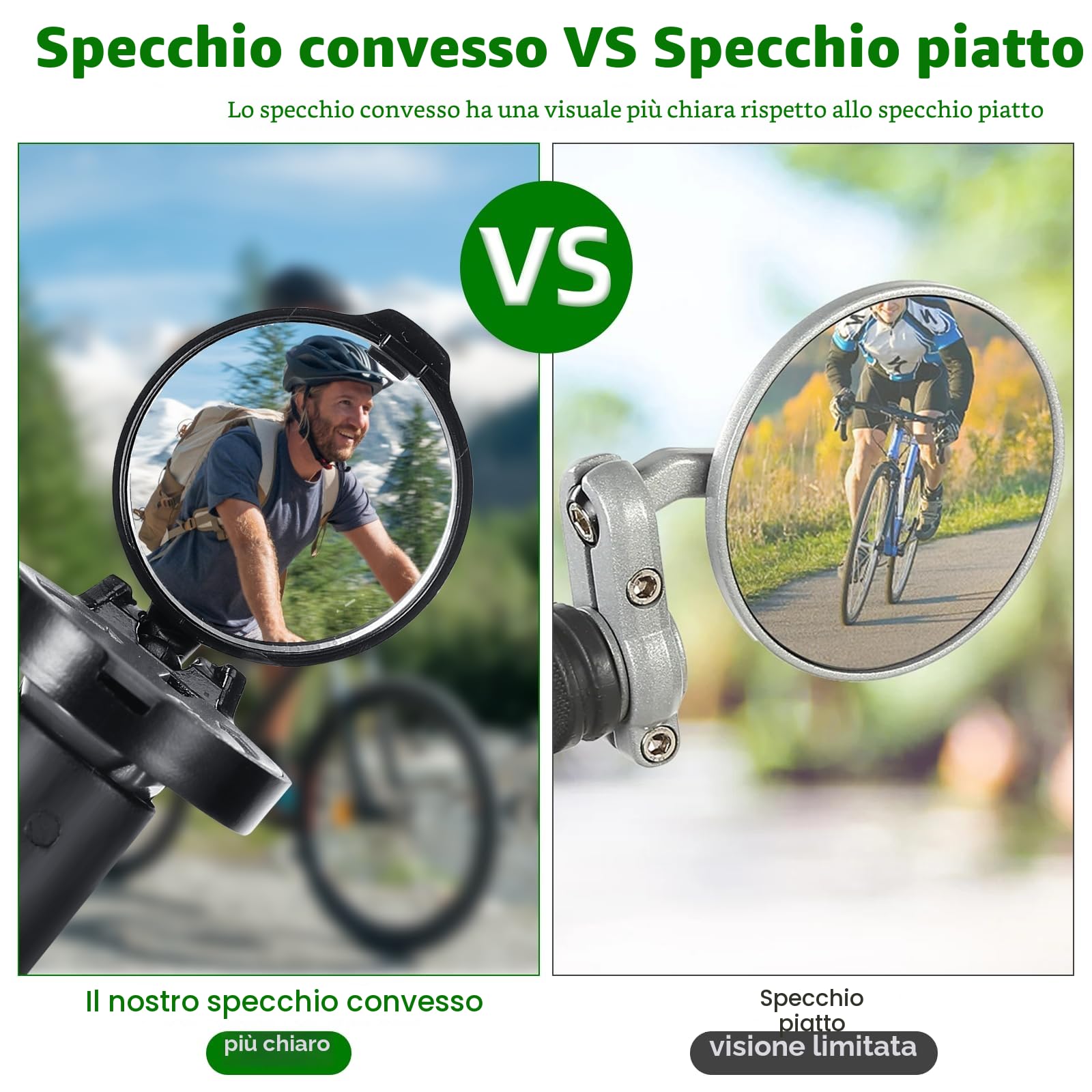 Specchietto bici, 2 Pezzi Specchietto Retrovisore Bicicletta, HD 360 ° Regolabile Specchietti Bici, Mini Specchietto bicicletta, Bici da Corsa, per Manubri 16-22 mm, per bicicletta, mountain bike