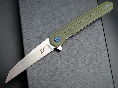 Miniatura 3 de Eafengrow EF946 EDC D2 Cuchillo plegable, mango G10, cuchillo aleta EDC con clip de bolsillo, carpeta de rodamiento de bolas de apertura rápida con