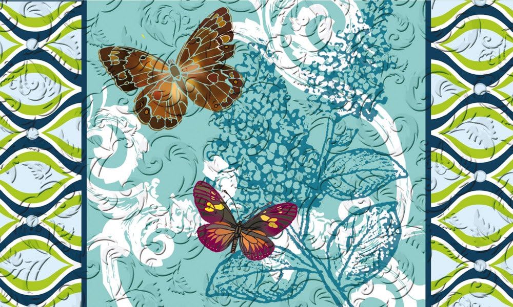Evergreen Garden 41EM2152 Butterflies Floor Embossed Door Mat, Multicolor