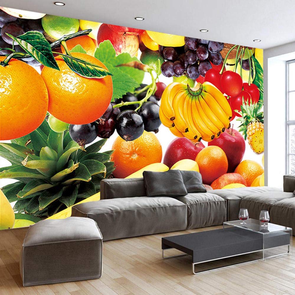 Papel Pintado Mural Autoadhesivo Personalizado Tela De Lona Impermeable Cartel De Frutas Pintura De Pared 3D Cocina Restaurante Decoración Para Sala De Estar,250 * 175Cm