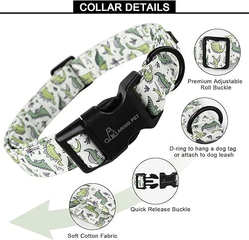 Miniatura 2 de ARING PET - Collar de dinosaurio para perros pequeños, collar ajustable y cómodo de algodón para perros pequeños, medianos y grandes, pequeño