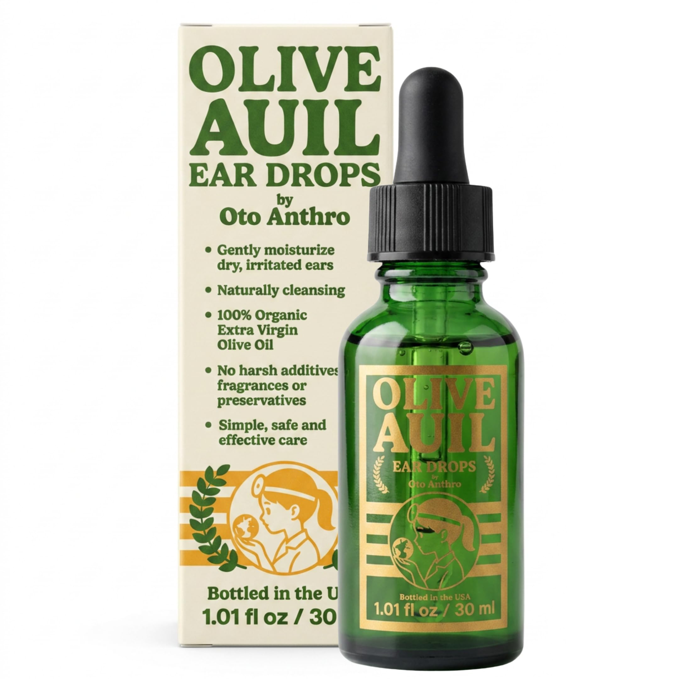 Olive Auil Ear Drops - Organic Ear Wax and Dry Ear Care - Adults & Kids