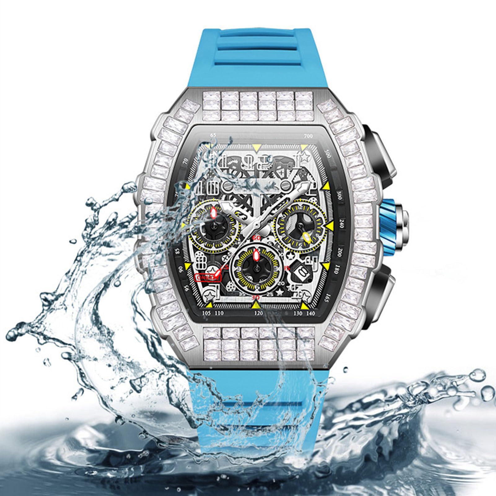 Męski Automatyczny Zegarek Mechaniczny Stylowy Pasek Silikonowy Wodoodporny do Codziennego Noszenia 30M Wodoodporny 42mm