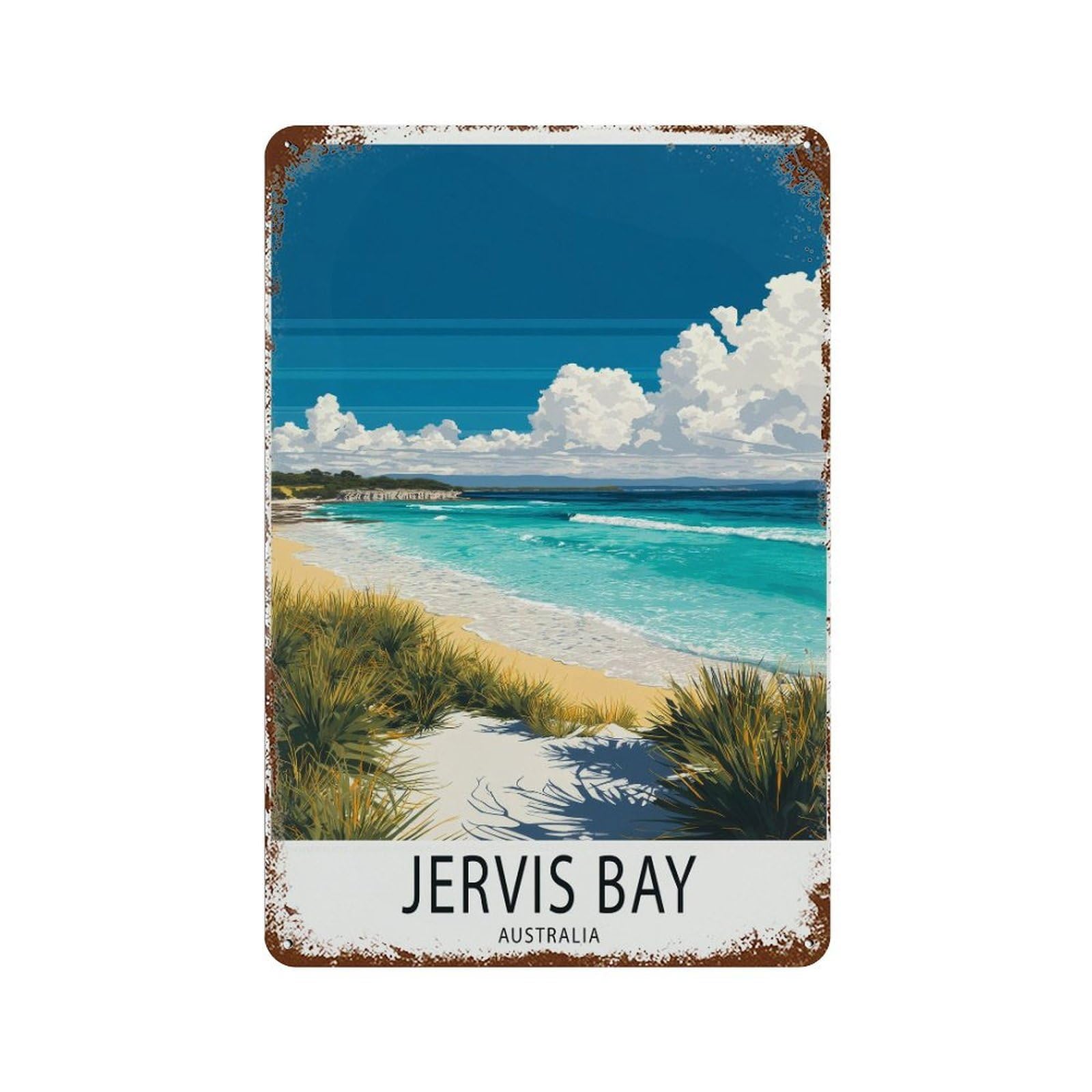 xiaoxiaoshen Jervis Bay Australia Travel Beach Landscape Coastal (2) Wall Decor Art Metal Tin Poster Modern Home Decor Art Home Bar Shop Decorations Vintage Sign 30x20cm