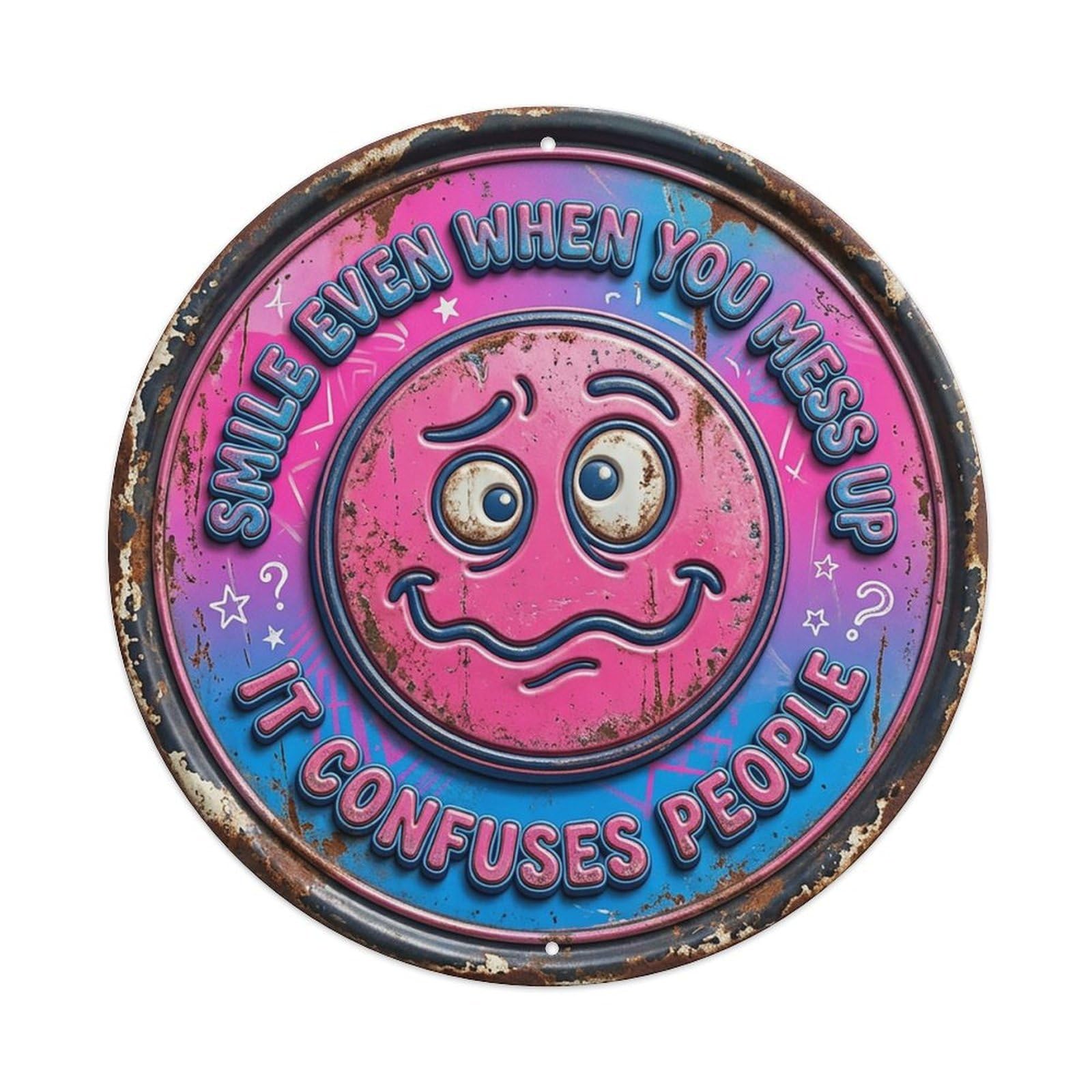 Smile Confusion Entryway Metal Tin Sign