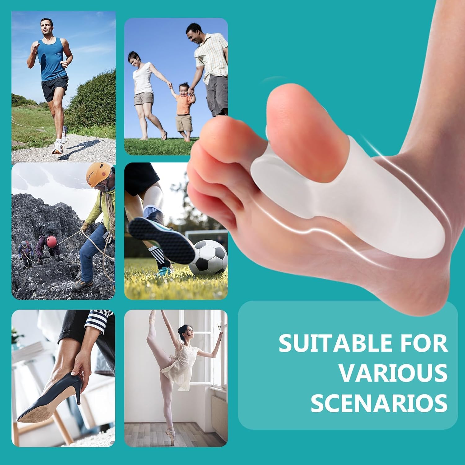 KANISYA Silicone Bunion Protector for Toe Pain Relief | Gel Toe Separator & Hallux Valgus Corrector, Soft Bunion Pads for Men & Women, Comfortable & Reusable Foot Care Sleeves (1 Pair) 4