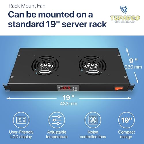 Miniatura 3 de Ventilador de montaje en rack  Sistema de refrigeración de servidor de 2 ventiladores  Panel de gabinete de montaje en rack de 1U de 19 pulgadas