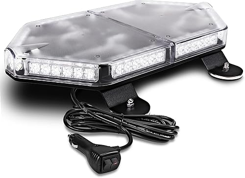 LAMPHUS NanoFlare NFMB56 - Mini barra de luz LED estroboscópica blanca de 17", 12V, 56W ImánMontaje Permanente Baliza de advertencia de emergencia