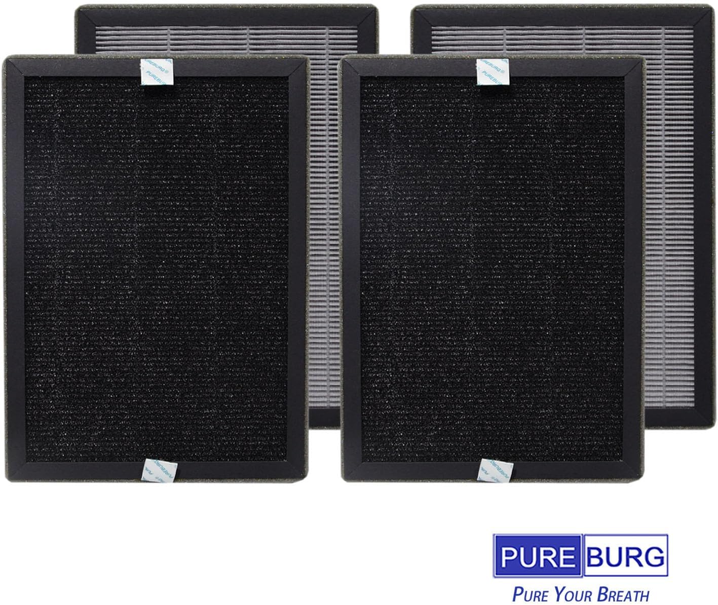 PUREBURG Replacement Filter Compatible with Jafända JF260 Jafanda Air Purifiers JF260-RF,2-Pack (4 Filters) H13 True HEPA Activated Carbon 3-Stage Filtration - Image 4