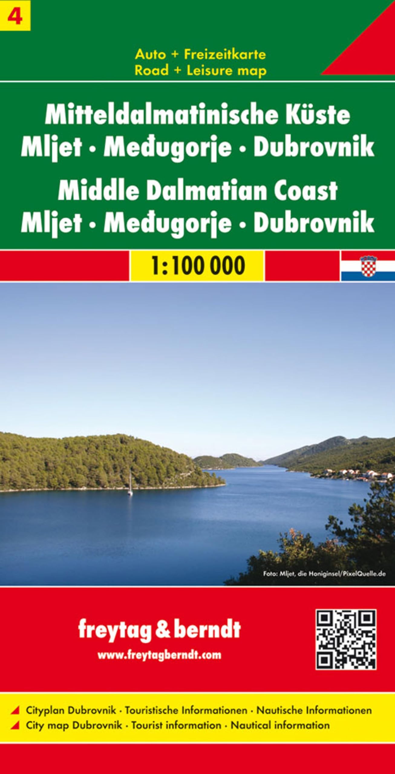 Dalmation Coast Central 4: Mljet/Medugorje/Dubrovnik f&b: Toeristische wegenkaart 1:100 000