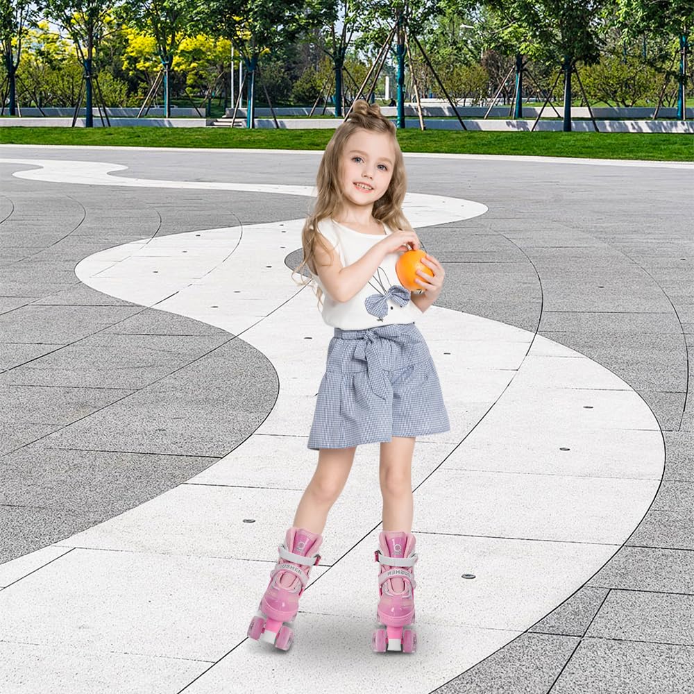 Rollschuhe für Kinder, 8 Rollen, zweireihig, für drinnen und draußen, sicher und langlebig