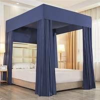 Vista 14 de Mengersi Cortinas de cama con dosel para decoración de dormitorio, no incluye postes (matrimonial, verde oscuro)
