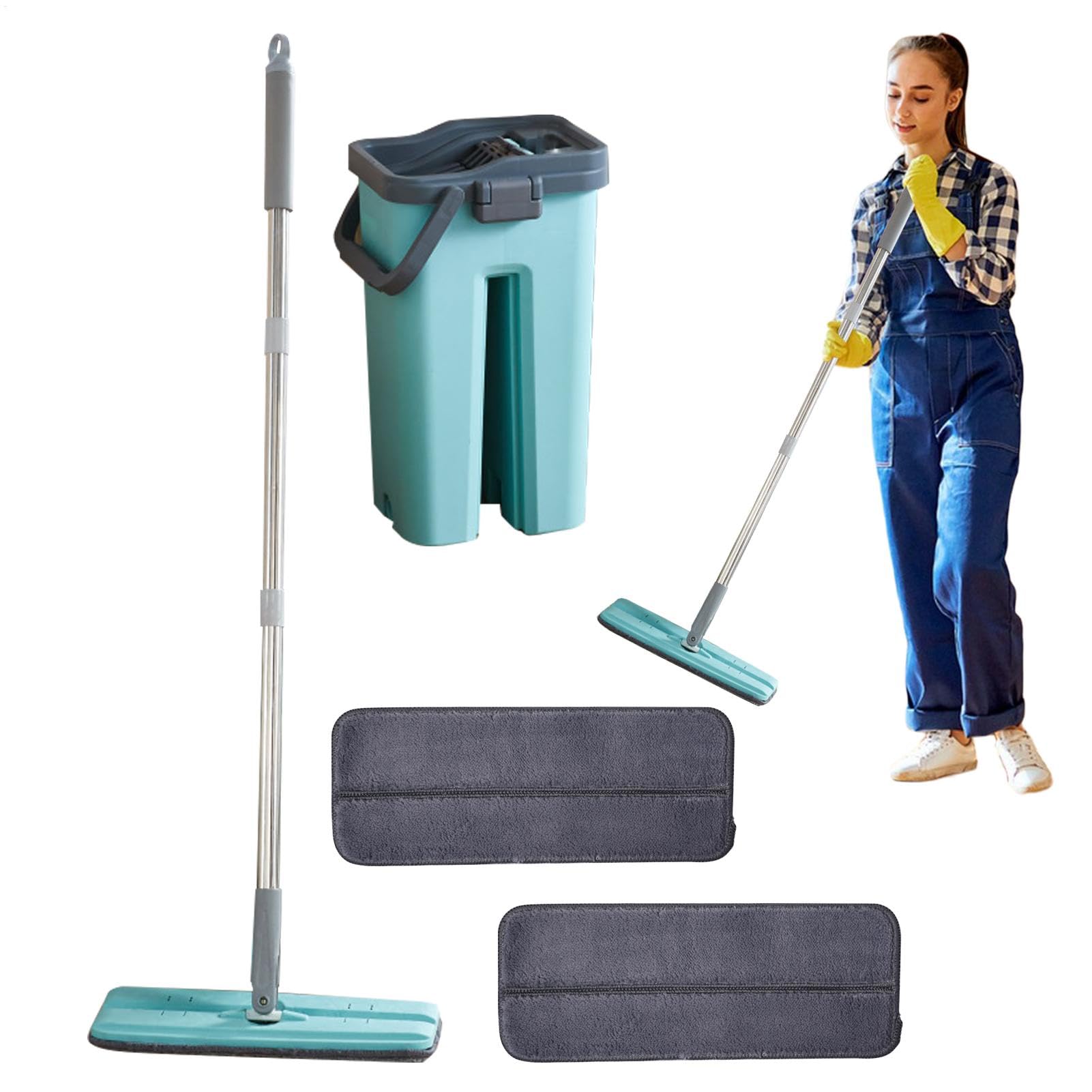 Lavapavimenti Per Legno Panni Secchio Facili Spolvera Pavimenti Domestici | Lavabile Panni Microfibra Umido Secco Lavabili Flessibili Riutilizzabili Per Casa, Cucina E Pavimenti