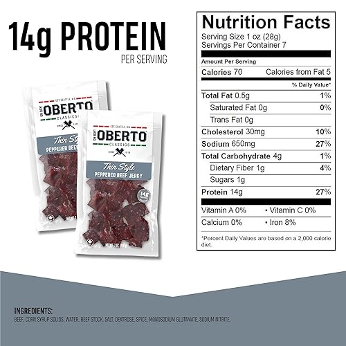 Vista 12 de Oberto Classics Thin Style - Carne seca de res de estilo fino, sabor original, sin ingredientes artificiales, alta proteína, sin gluten, ahumada