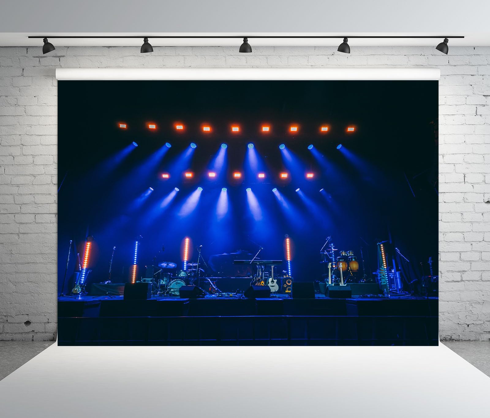 10x6.5FT (3x2m) Palco Blu Con Strumenti Sfondo Fotografico