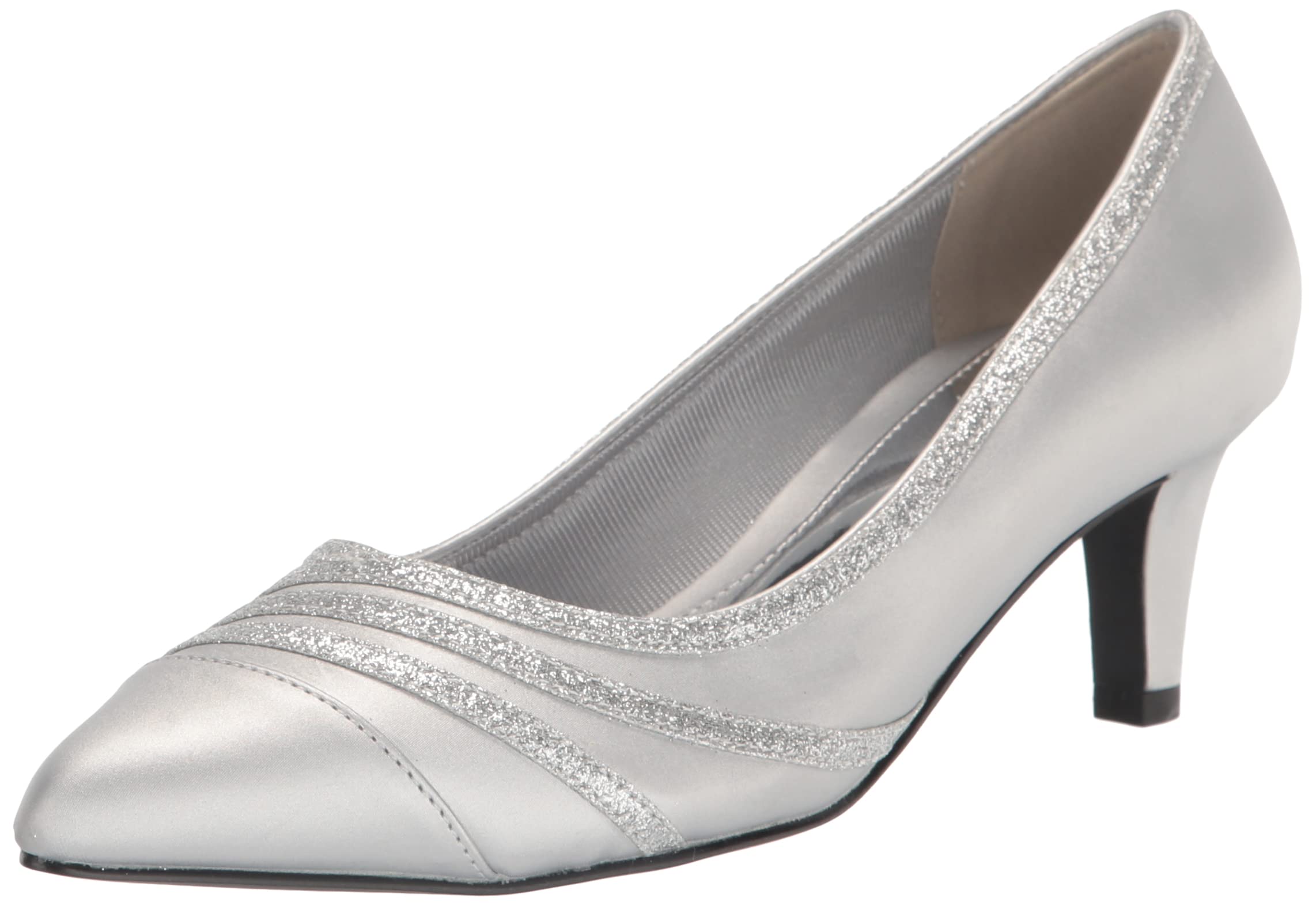 Easy Street Women's Nobel Pump, Silver Satin, 6.5 UK