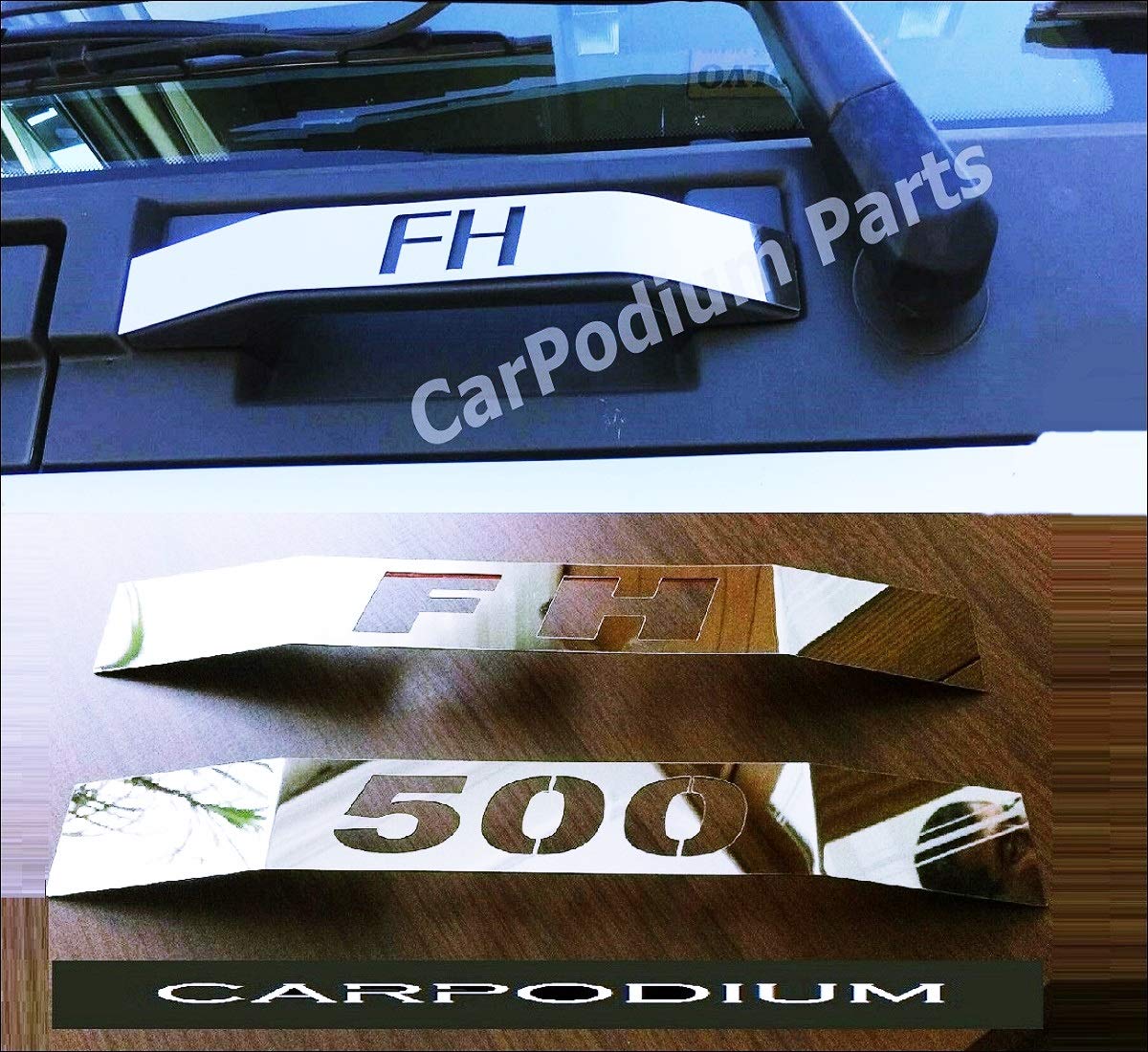 Chrome Embellecedor de manija superior de parrilla delantera 2 piezas ACERO INOXIDABLE Para CAMIÓN FH4 2012-UP (FH+500)