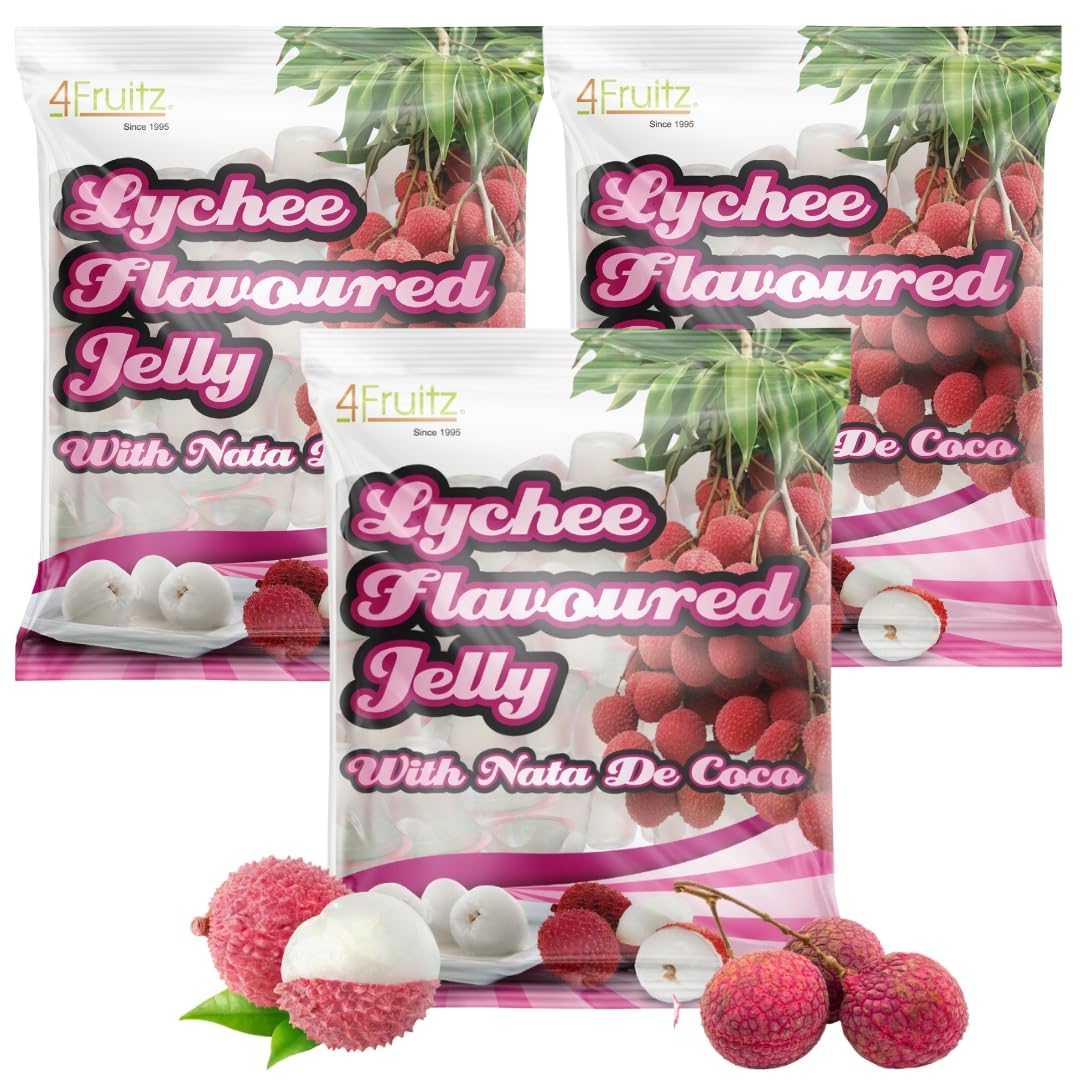 4Fruitz Lychee Flavored Jelly with Nata De Coco (300g x 3 Packs)