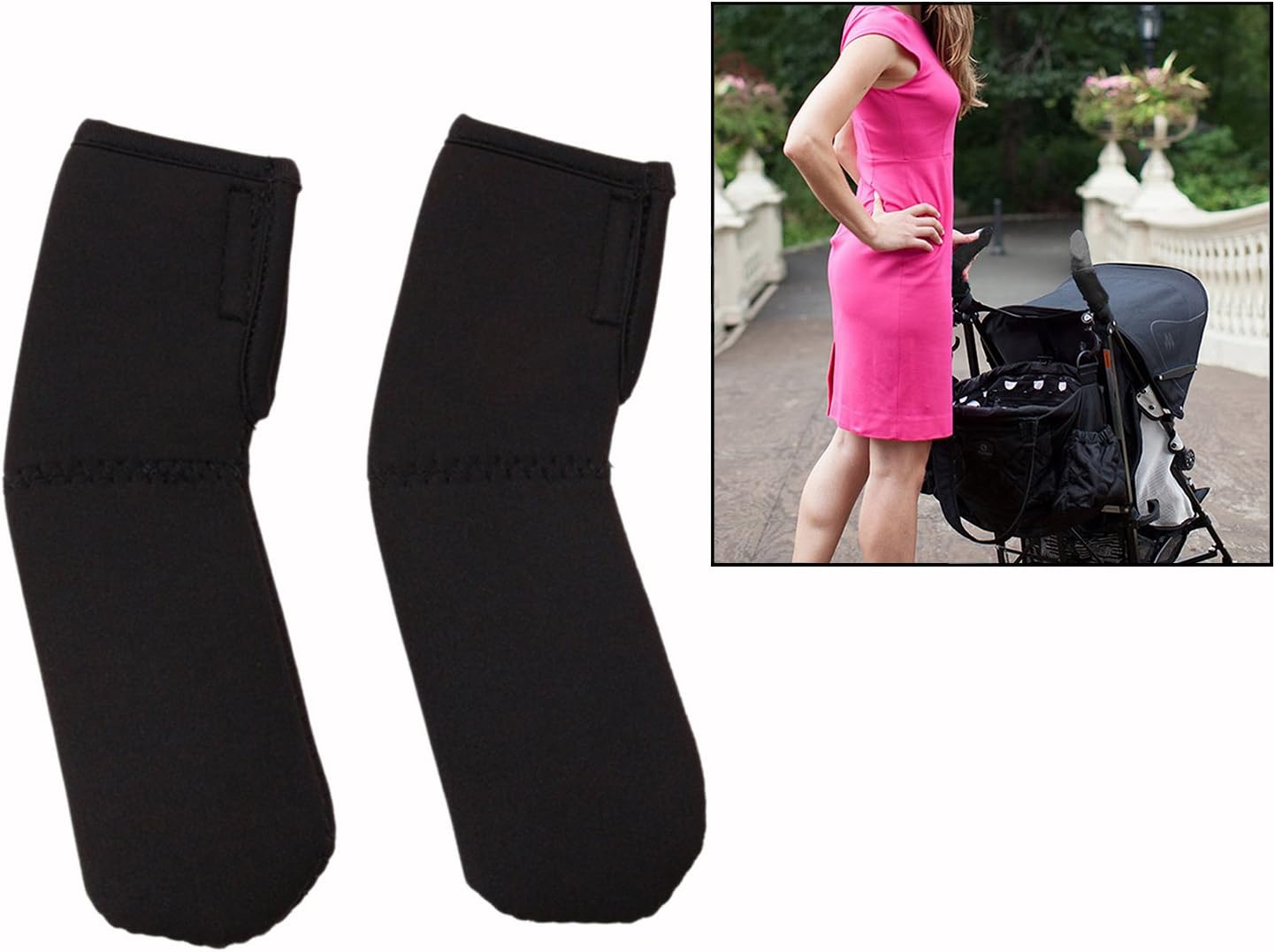 1 Pair Baby Stroller Grip Cover Stroller Handle Elasticity Protector Cover (Black)