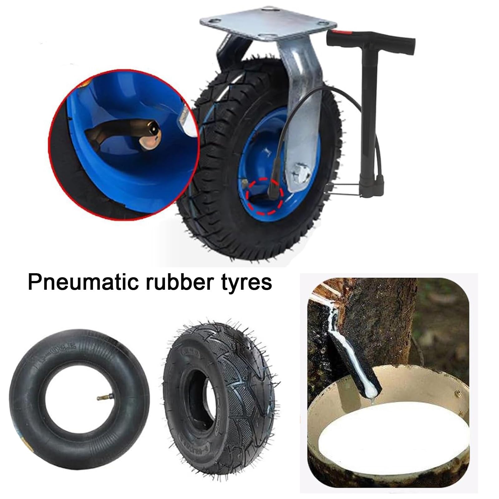 Ruote girevoli ruote per carichi pesanti Rotella for carichi pesanti, Rotella girevole pneumatica, 2 pezzi, Rotelle fisse, 150mm 200mm 250mm, Con freno, Ruote del carrello in gomma, Rotelle silenziose