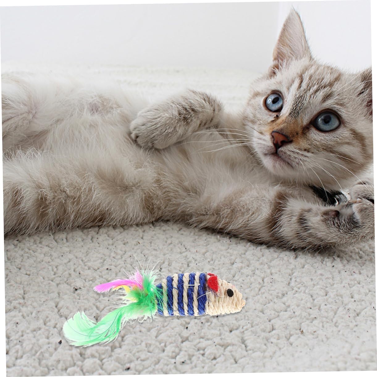 Healifty 6pcs Cartoon Mouse Shape Catnip for Kittens Interactive Teething Biting Plaything Pet Mice Blue Pink for