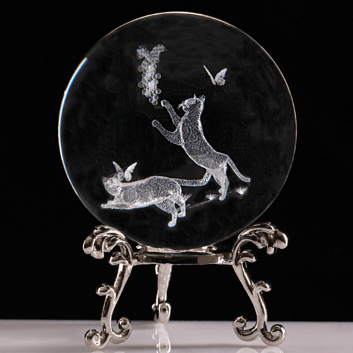 Sahoottie 60mm 3D Cats Crystal Ball Paperweight Cat Gifts for Women Cat Ornaments for Cat Lovers Witchy Gifts for Women - Image 3