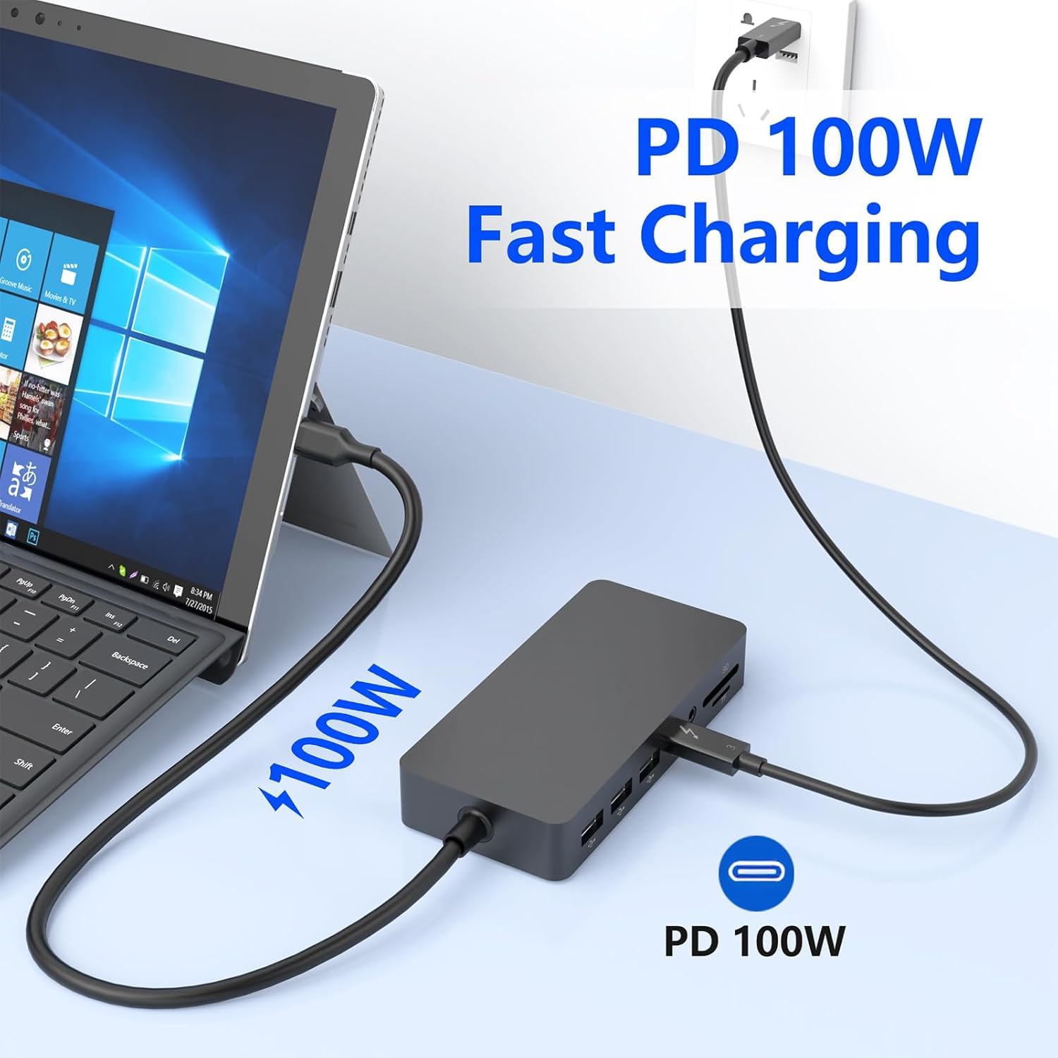 Microsoft USB-C Surface Dock Triple Display (4K DP+HDMI+VGA), 12 w 1-USB-C-Surface-Pro stacja dokująca z Gigabit Ethernet, wyświetlacz 4K HDMI-VGA-DP, 3 x USB 3.0, wyjście audio, 100 W PD, gniazdo
