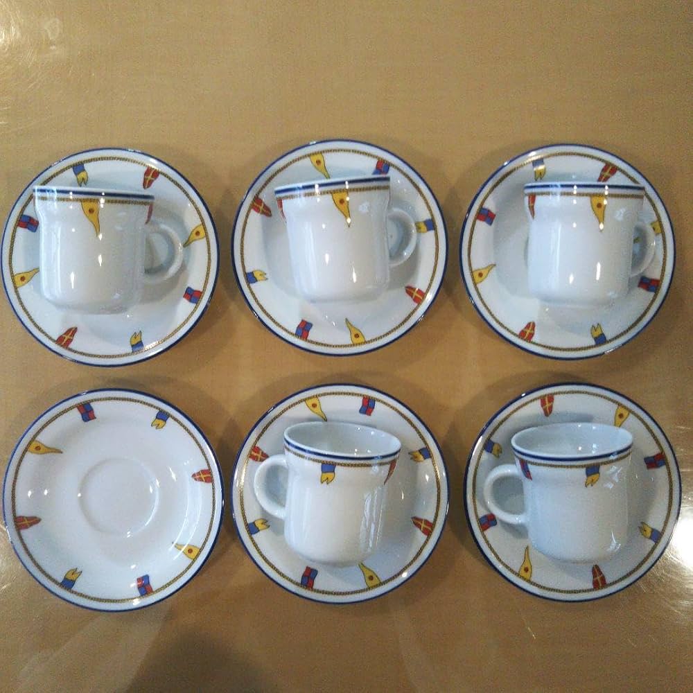 【美品】リチャードジノリ★クリッパー★デミタスC/S ペア リチャード ジノリ 国旗柄 「クリッパー 」デミタス カップ