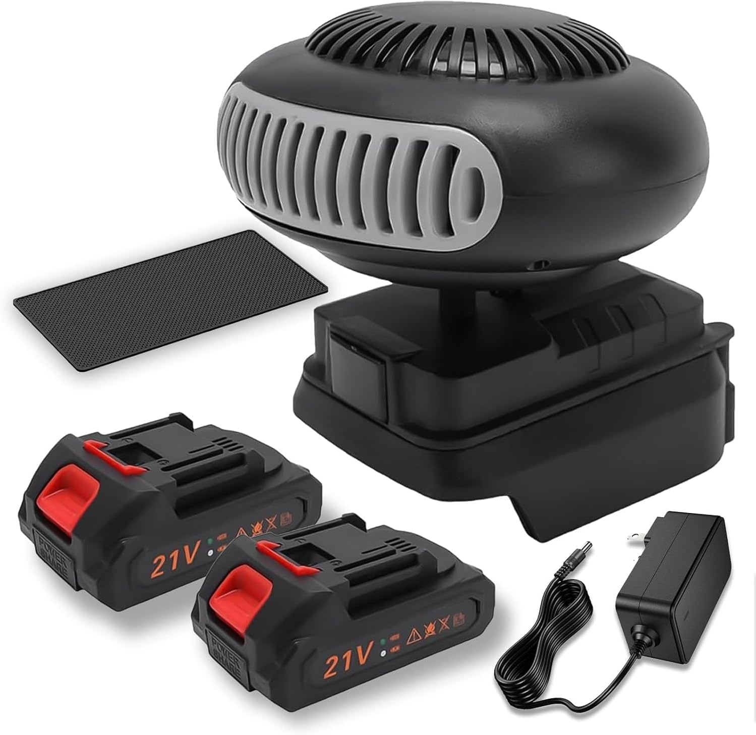 コードレス車載ヒーター ポータブルヒーター 2025NEW【USB充電式 高速暖房 静音設計】 車載用 デスク 小部屋 冷暖房器具 除霜機能 ABS製 防寒グッズ BLシリーズ互換 バッテリー駆動 小型 軽量 キャンプ オフィス サーキュレーター (2電池 1 充電器仕様)