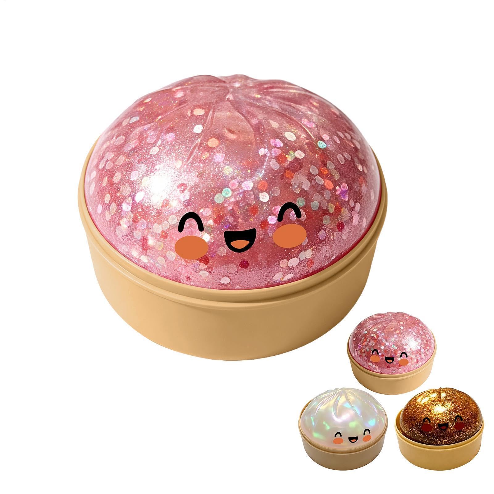 Dumplings Squishs, Juguete Sensorial Bao Dumpling Glitter Dumpling Squish Box, Relief Fidget, Juguete Sensorial De Bola De Masa Gigante con Purpurina para Niños Y Adultos