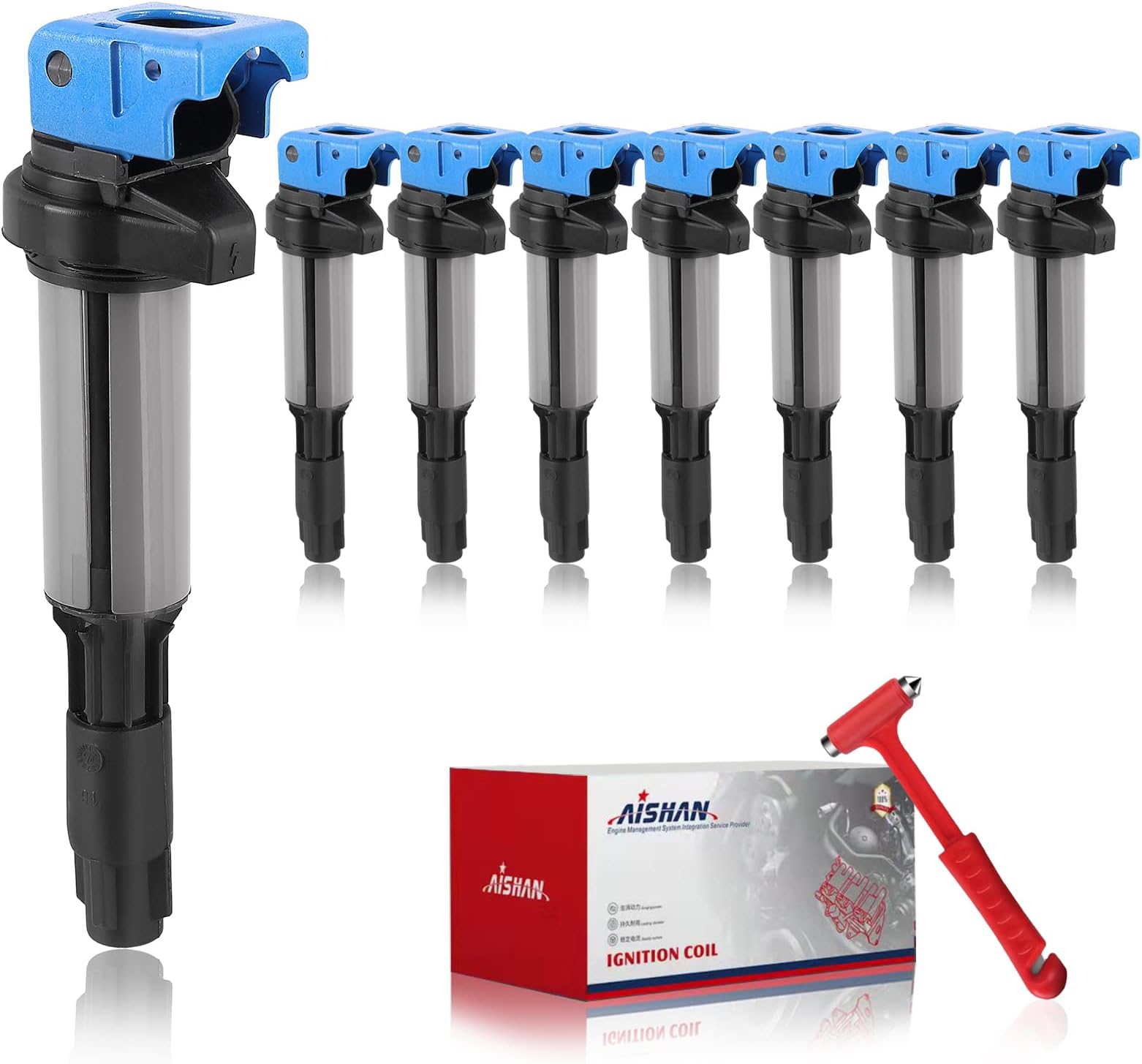AISHAN Set of 8 Ignition Coil Pack Compatible with BMW 330i 330xi 525i 530i 545i 550i 645ci 650i 745i 745li 750i 750li 760i 760li M3 X3 Z4 | Replace# UF515 UF522 12137594938